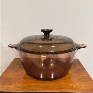 Vintage Vision Corning ware Glass Cookware with Lid - Brown